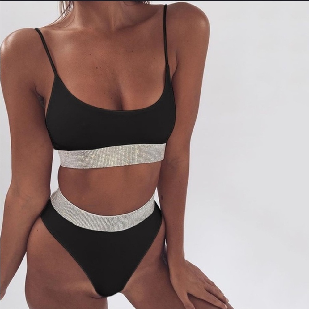 High waisted sequenced bikini